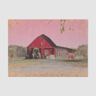 Alte Vintage Antik Rustikale Rote Scheune Seidenpapier