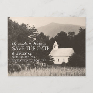 Alte Vintage Bergkirche Save the Date Ankündigungspostkarte
