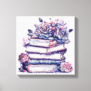 Alte Vintage Bücher mit Rose oben Leinwanddruck