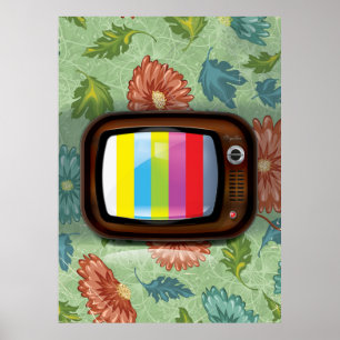 Alte Vintage-CRT-Fernseher Poster