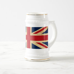 Alte Vintage-Grunge-Flagge des Vereinigten Königre Bierglas
