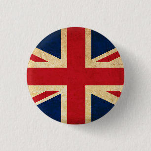 Alte Vintage-Grunge-Flagge des Vereinigten Königre Button