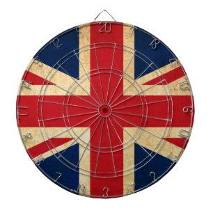 Alte Vintage-Grunge-Flagge des Vereinigten Königre Dartscheibe