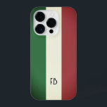 Alte Vintage italienische Flagge Italiens Zollmono iPhone 14 Pro Hülle<br><div class="desc">Alte Vintage italienische Fahne von Italien Custom monogram iPhone 14 Pro Case. Personalisierte Telefonabdeckung mit Tricolore Streifen. Retro Stil Streifen Design.</div>