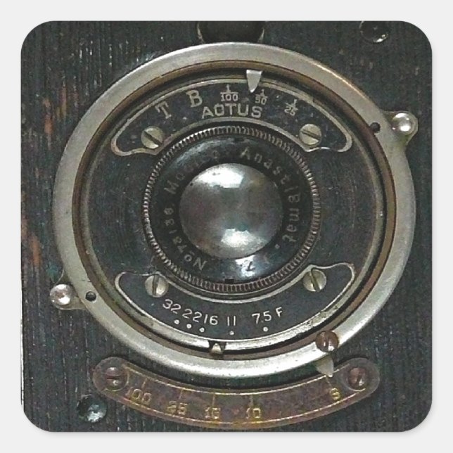Alte Vintage Kamera Quadratischer Aufkleber (Vorderseite)