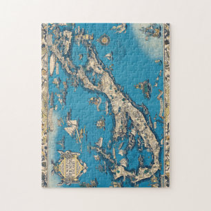 Alte Vintage-Karte der Bermudainseln Puzzle
