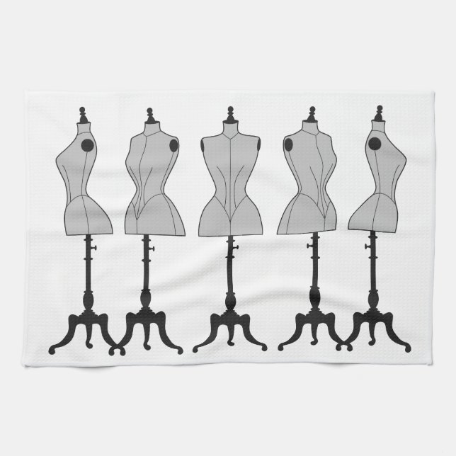 Alte Vintage Mannequins, Modeillustration Handtuch (Horizontal)