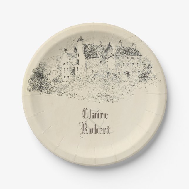 Alte Vintage Messe Burg Pappteller (Vorderseite)