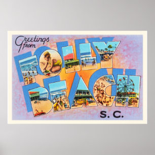 Alte Vintage Postkarte Unsinnigkeits-Strand-South Poster