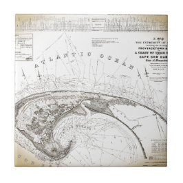 Alte Vintage Provincetown Cape Cod Map Fliese
