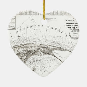Alte Vintage Provincetown Cape Cod Map Keramik Ornament
