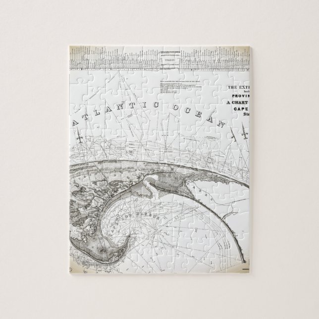 Alte Vintage Provincetown Cape Cod Map Puzzle (Vertikal)