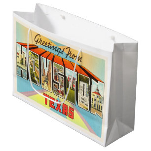 Alte Vintage Reise-Andenken Houstons Texas TX Große Geschenktüte