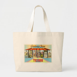 Alte Vintage Reise-Andenken Houstons Texas TX Jumbo Stoffbeutel