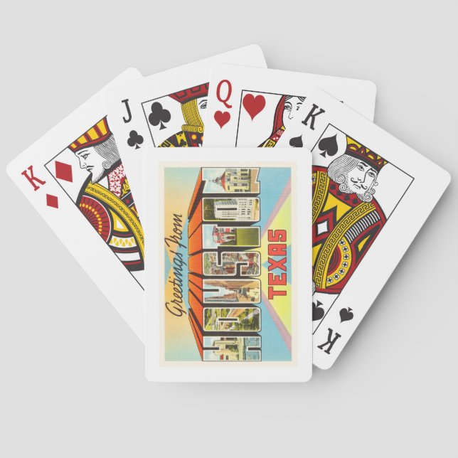 Alte Vintage Reise-Andenken Houstons Texas TX Spielkarten (Rückseite)