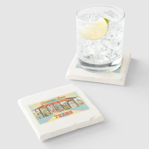 Alte Vintage Reise-Andenken Houstons Texas TX Steinuntersetzer