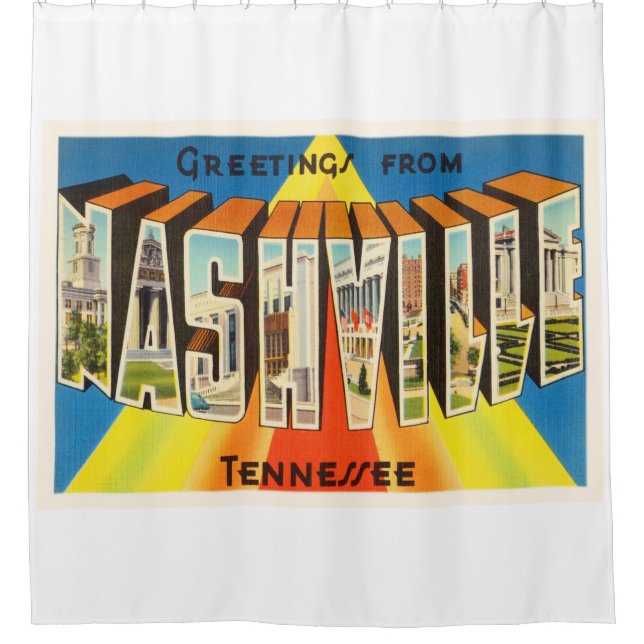 Alte Vintage Reise-Andenken Nashvilles Tennessee Duschvorhang (Vorderseite)