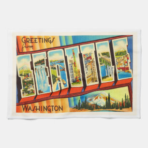 Alte Vintage Reise-Andenken Seattles Washington WA Geschirrtuch