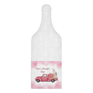 Alte Vintage Rosa Lieferwagen LKW Küchenhandtücher Schneidebrett