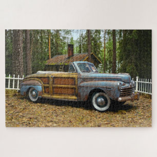 Alte Vintage-Rostlaube Scheunenfund Auto Woody Cab Puzzle