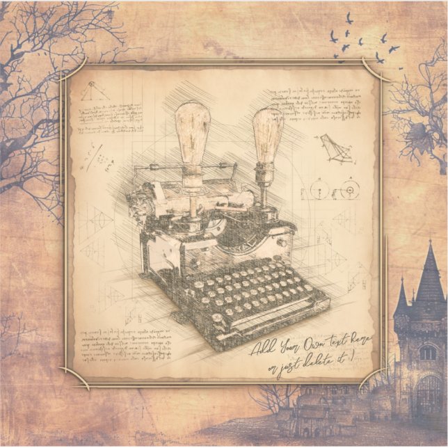 Alte Vintage Schreibmaschine. Autor/Schriftsteller Aufkleber (Vorderseite)