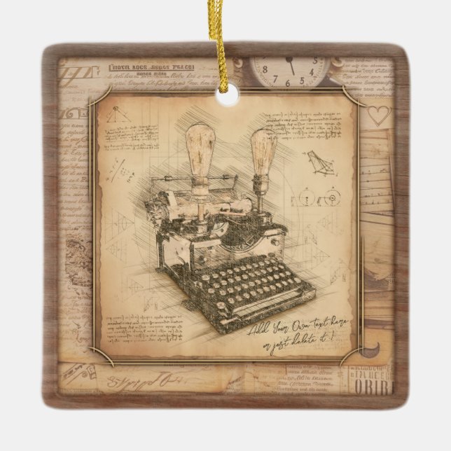 Alte Vintage Schreibmaschine. Autor/Schriftsteller Keramikornament (Vorderseite)