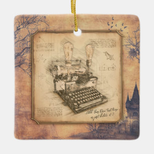 Alte Vintage Schreibmaschine. Autor/Schriftsteller Keramikornament