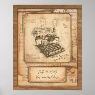 Alte Vintage Schreibmaschine. Autor/Schriftsteller Poster