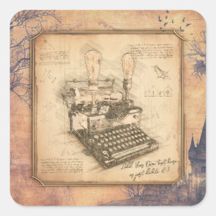 Alte Vintage-Schreibmaschine. Geschenk für Autor / Quadratischer Aufkleber