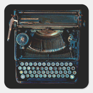 alte Vintage Schreibmaschine mit Tastatur Quadratischer Aufkleber