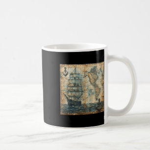 Alte Vintage-Seekarte Piratenschiff Segelboot Meer Kaffeetasse