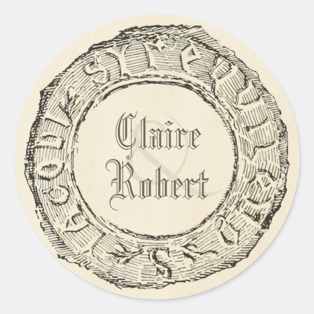 Alte Vintage Siegel Stil Märchen Hochzeit Runder Aufkleber (Vorderseite)