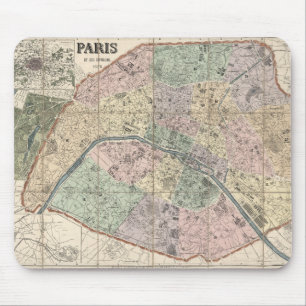 Alte Vintage-Stadtkarte von Paris, Frankreich Euro Mousepad