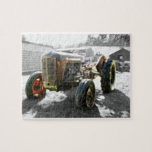Alte Vintage Traktorbauernhofmaschinerie Puzzle