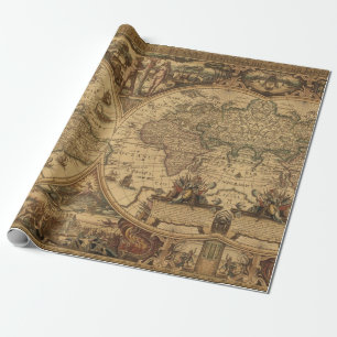 Alte Vintage-Weltkarte Reisekarte Reisegeschenk Geschenkpapier