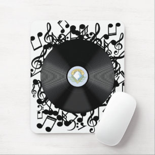 Alte Vinyl-Schallplatte und Noten Mousepad