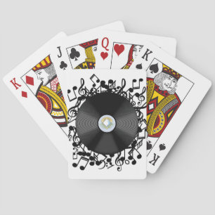 Alte Vinyl-Schallplatte und Noten Spielkarten