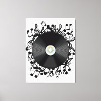 Alte Vinyl-Schallplatten und musikalische Noten