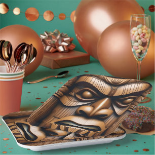 Alte Wächter: Tiki Holzkunst Pappteller