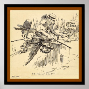 Alte Wahllephant & Donkey-Wahlfischen (Kopie) Poster