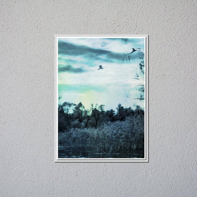 Alte Wasserfarbe mit einem Vogelglanz-Poster Poster (Von Creator hochgeladen)