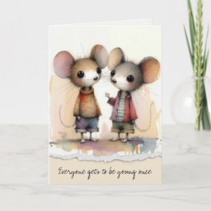Alte Wasserfarbenmäuse zum Geburtstag Karte