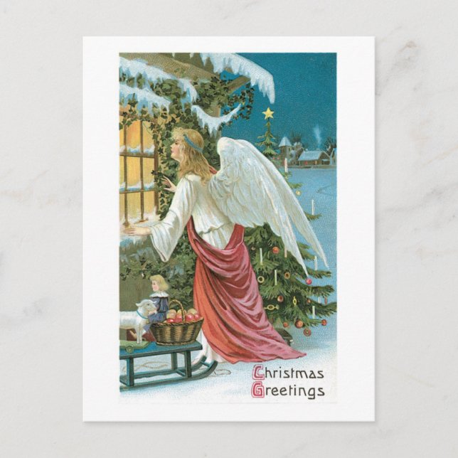 Alte Weihnachten, Angel Feiertagspostkarte (Vorderseite)