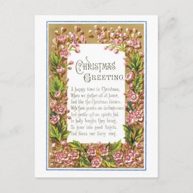 Alte Weihnachten, Blume Feiertagspostkarte (Vorderseite)