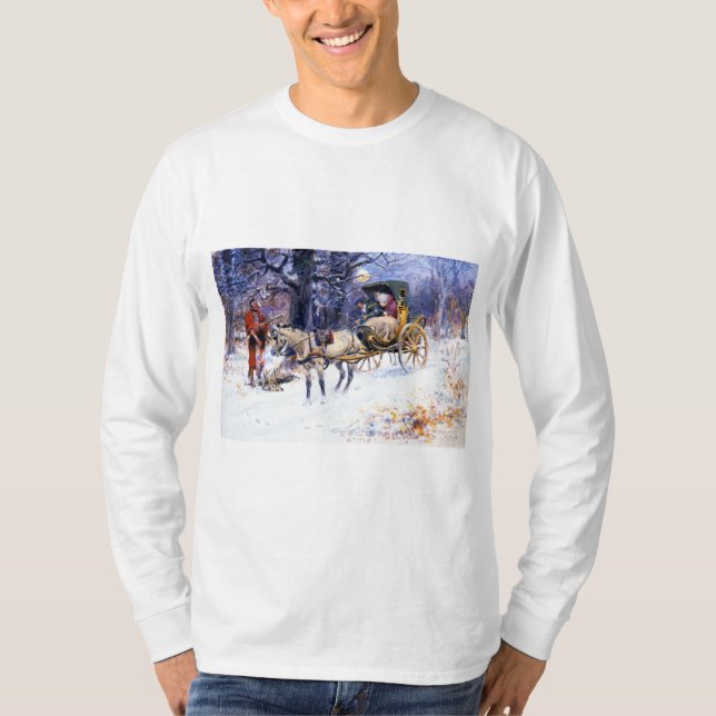 Alte Weihnachten in Neuengland (von Charles Russel T-Shirt (Vorderseite)