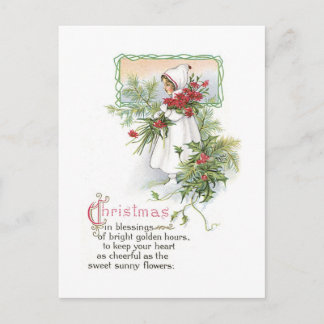 Alte Weihnachten, Mädchen Feiertagspostkarte