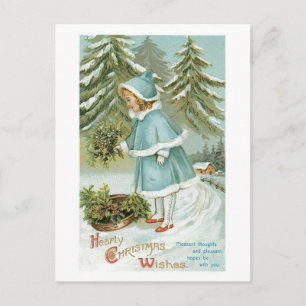 Alte Weihnachten, Mädchen Feiertagspostkarte