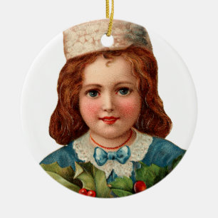 Alte Weihnachten, Mädchen Keramikornament