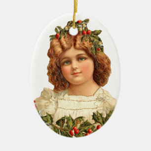 Alte Weihnachten, Mädchen Keramikornament