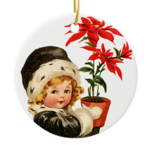 Alte Weihnachten, Mädchen mit Poinsettia